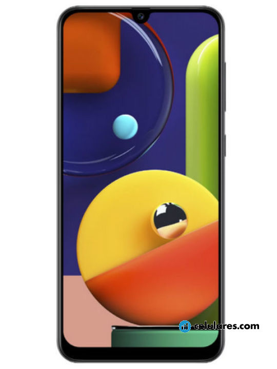 Imagens Varias vistas de Samsung Galaxy A50s Branco y Preto y Verde y Violeta. Detalhes da tela: Varias vistas