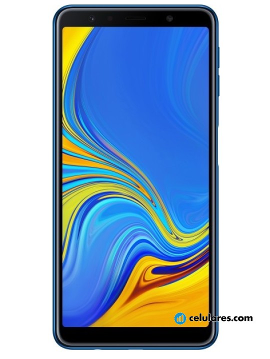Imagens Varias vistas de Samsung Galaxy A7 (2018) Azul y Dourado y Preto y Rosa. Detalhes da tela: Varias vistas